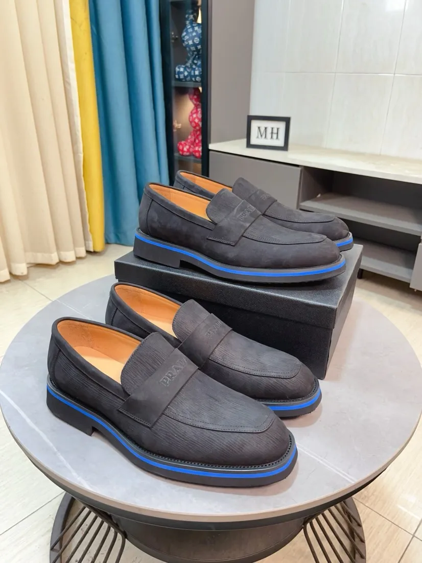 Men's shoes 💰540🌹🌹【PRADA Leather Shoes】Top purchasing agency Original imported Italian custom-made open-edge beaded cowhide leather surface, fully imported water-dyed breathable cowhide lining, original factory special molded sole super comfortable, size: 38-44